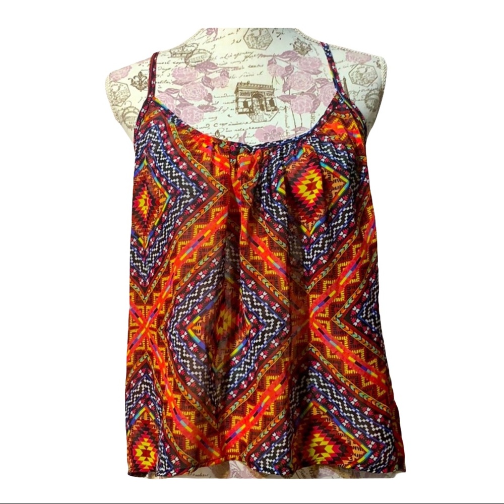 Aztec & Colorful Pattern Tank Top.Open back M - Picture 7 of 15